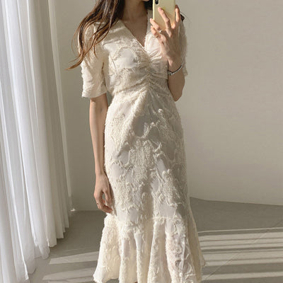 Vestido Elegante Escote V Estilo Francés con Cintura Definida - Image 4