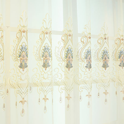 Cortinas Europeas de Lujo con Bordado Hueco de Flores para Sala de Estar - Image 7