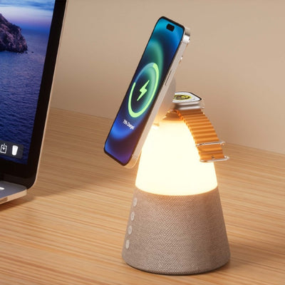 Cargador Inalámbrico 3 en 1 con Parlante Bluetooth y Luz Nocturna - Image 3