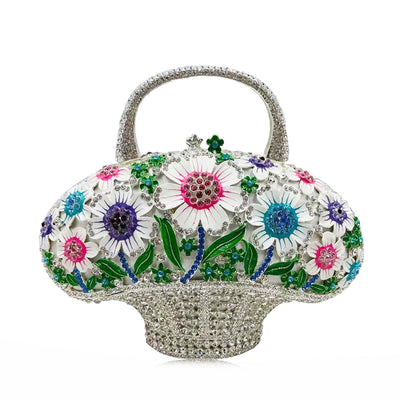 Bolso Miniatura Diamond Banquet con Diseño de Canasta Floral para Mujer - Image 9