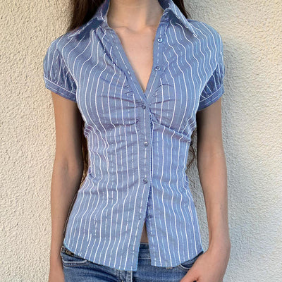 Blusa Rayada Estilo Americano para Mujer - Image 24