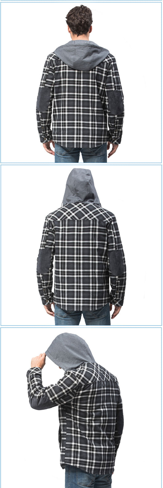 Chaqueta Acolchada Térmica a Cuadros con Capucha y Forro Polar para Hombre - Image 17