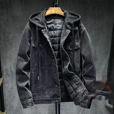 Chaqueta de Mezclilla Hombre Suelta Acolchada con Forro Desmontable - Image 4