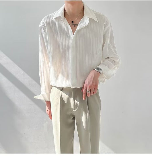 Camisa Suelta de Manga Larga para Hombre - Estilo Moderno - Image 17