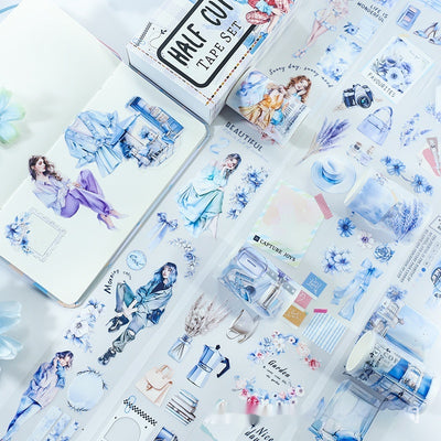Alice in Wonderland themed 'Half Cut' decorative tape set with various characters, scenes, and floral designs. - Image 10