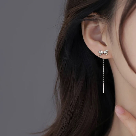 Aretes de Moño Elegante con Borla Larga - Image 3