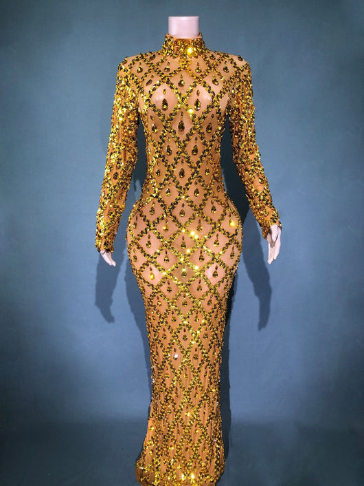 Vestido de Fiesta Elegante con Cristales Brillantes para Mujer - Image 38