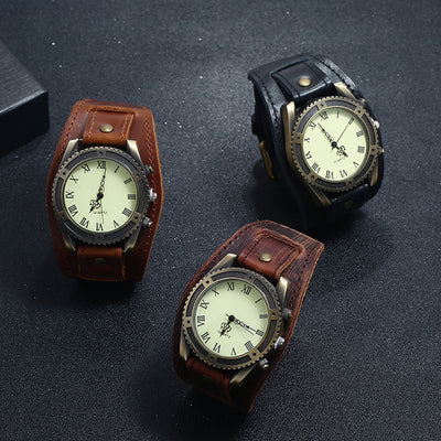Reloj Pulsera Vintage Punk en Cuero Genuino Ajustable para Hombre - Image 8
