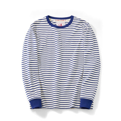 Camiseta Casual de Algodón a Rayas Clásica Cuello Redondo Manga Larga para Hombre - Image 22
