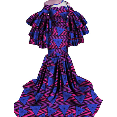 Vestido Largo Estampado Africano con Corte Sirena - Image 9