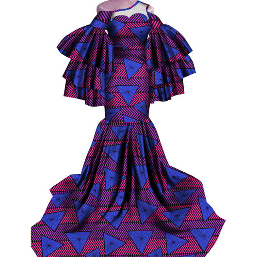 Vestido Largo Estampado Africano con Corte Sirena - Image 9