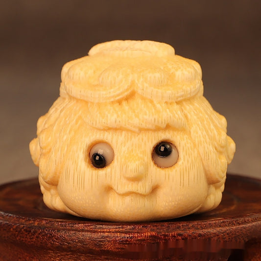 Figura de Sapo Dorado Tallada en Bamboo Macizo - Adorno Princesa de la Fortuna