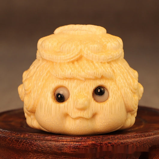 Figura de Sapo Dorado Tallada en Bamboo Macizo - Adorno Princesa de la Fortuna