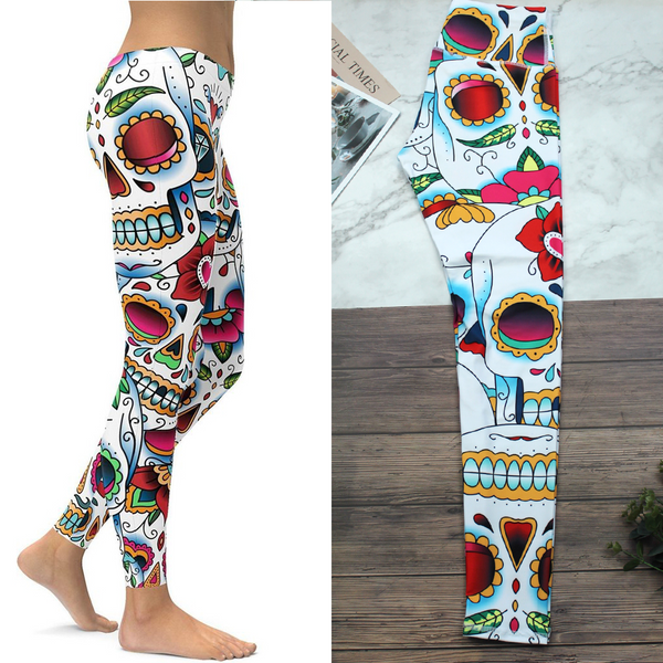 Leggings Deportivos Calavera para Yoga y Fitness Mujer