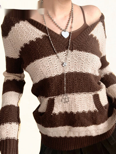 Sudadera con Capucha Kawaii a Rayas - Jumper Vintage Preppy - Image 5