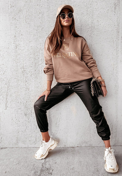 Pantalones de Cuero Casual con Tirantes y Color Sólido para Mujer - Image 7