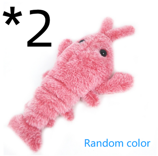 Pink plush shrimp pet toy with black eyes, designed for cats, on a white background. "Random color" text. - Image 9