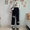 Pantalones Vintage Ancho con Lazo de Encaje para Mujer