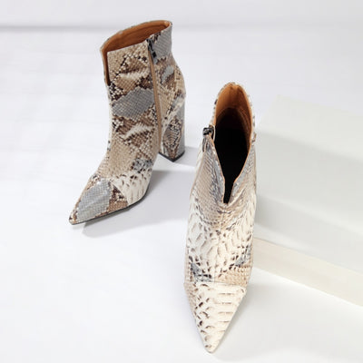 Botas Cortas con Patrón de Piel de Serpiente para Mujer - Estilo Europeo - Image 7