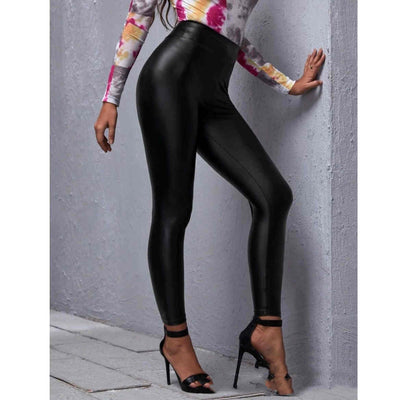 Pantalones de Cuero PU Ajustados de Cintura Media para Mujer - Image 5
