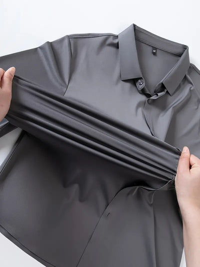 Camisa Elástica sin Costuras para Hombre Talla Grande - Manga Larga Antirruga - Image 10