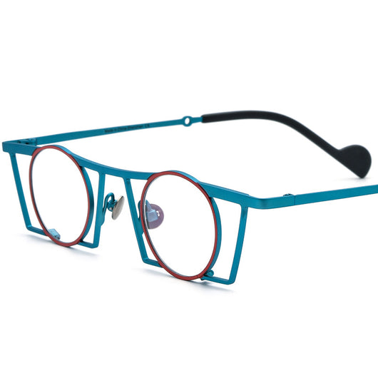 Gafas Retro Redondas de Titanio Puro con Combinación de Colores - Image 5