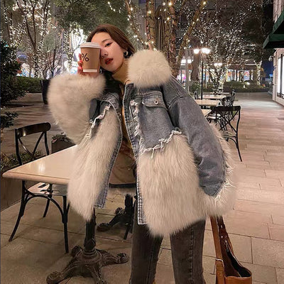 Parka Acolchado Denim con Cuello de Pelaje Ecológico para Mujer - Image 2