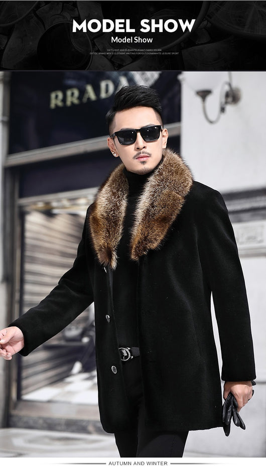 Abrigo para Hombre con Cuello de Lana y Borde de Piel Sintética - Image 8