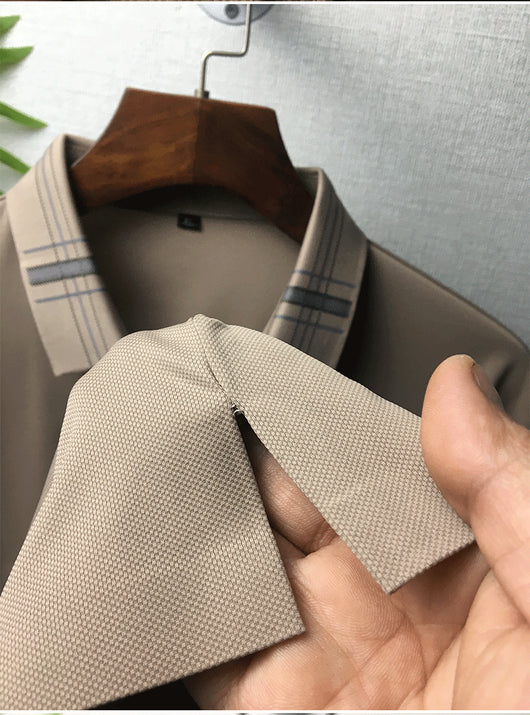 Polo Holgado Bicolor con Solapa de Manga Corta en Tela Ice Silk - Image 17
