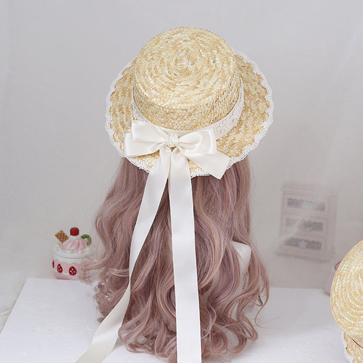 Sombrero de Paja Mori Series con Moño Multicolor - Estilo Lolita Pastoral Hecho a Mano - Image 7