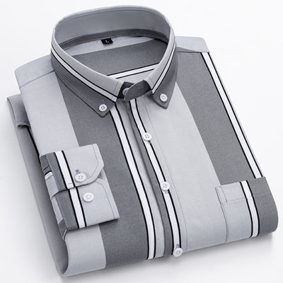 Camisa Casual de Manga Larga con Rayas Anchas para Hombre - Image 5