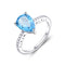 Fashion Simple Sterling Plateado Natural Gemstone Ring Azul US Code No5