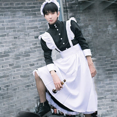 Vestido Uniforme Sirvienta Británica con Orejas de Gato y Detalle de Perlas - Image 2