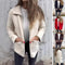 Women's Lapel Jacket with Zipper and Pockets - Versatile Fall Winter Coat
