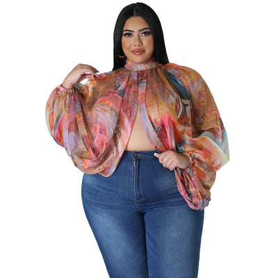 Blusa de Gasa Talla Grande con Cuello Redondo y Tirantes Ajustables - Image 14