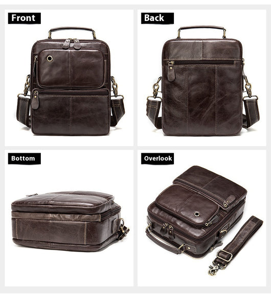 Bolso Mensajero de Cuero Genuino Estilo Retro para Hombre - Image 3