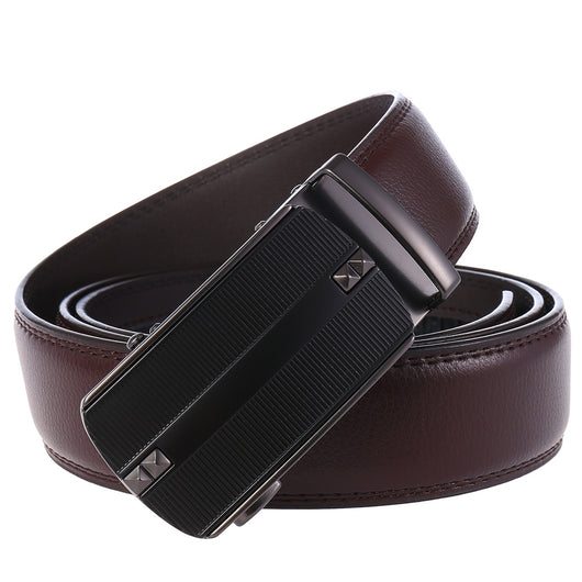 Cinturón de Cuero Doble Capa con Hebilla Automática para Hombre - Image 7