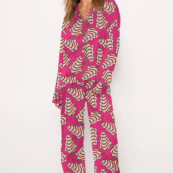 Traje Navideño Talla Grande con Estampado de Árbol de Navidad