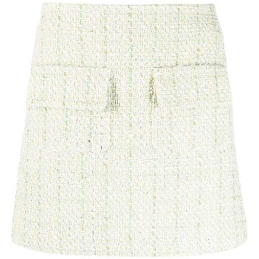 Falda A-line de Algodón Tweed Verde Claro con Bolsillos - Image 12
