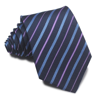 Corbata Jacquard Rayada 8CM para Hombre - Rojo, Negro y Azul - Image 4