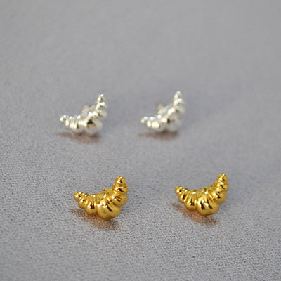 Aretes de Botón Diseño Minimalista Japones Croissant Personalidad