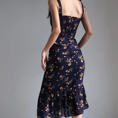 Vestido Slim Floral Pastoral Retro con Tirantes Franceses - Image 10