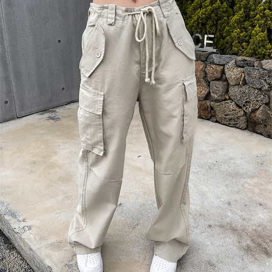 Pantalón Recto de Cintura Alta Ancho Casual