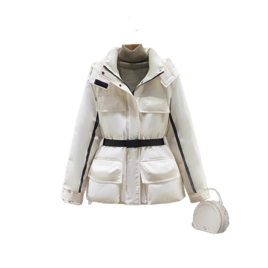Abrigo Acolchado Largo con Capucha y Cintura Ajustada para Mujer - Image 4