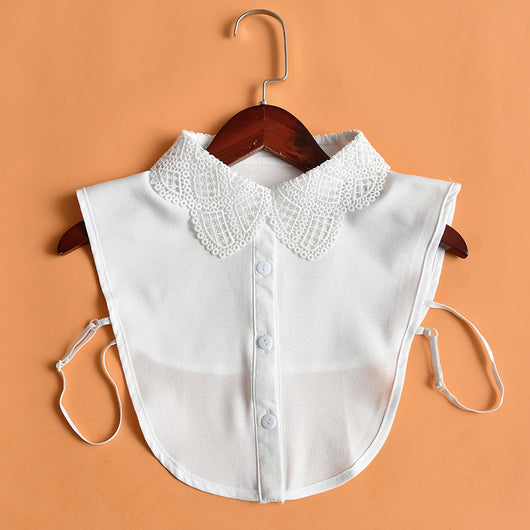 Blusa de Encaje con Cuello Falso Soluble en Agua - Elegancia Versátil - Image 4