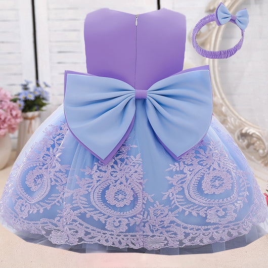 Vestido de Princesa para Niña de Un Año - Diseño Europeo Estampado Elegante - Image 10