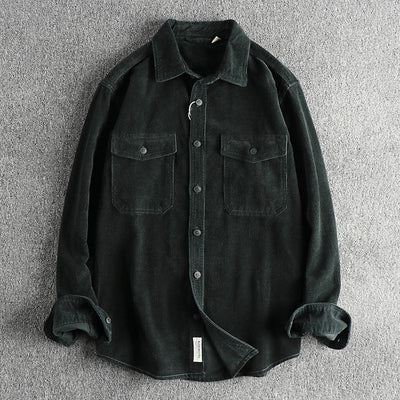 Camisa de Pana Retro de Algodón con Manga Larga para Hombre - Image 8