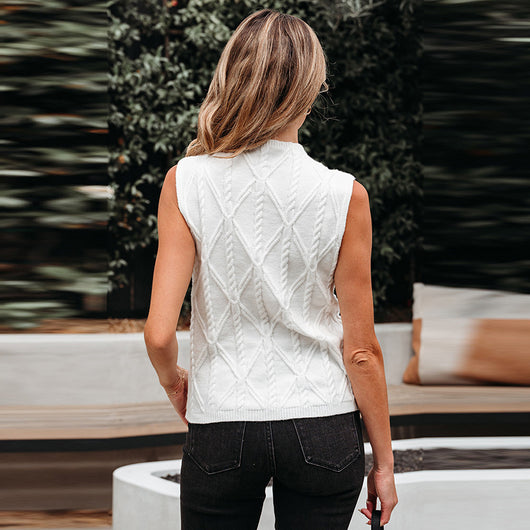 Blusa Básica Sin Mangas Cuello Redondo en Colores Sólidos - Image 4