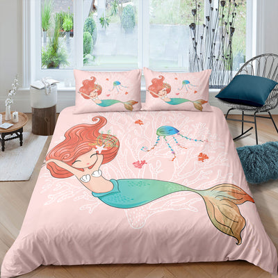 Funda Nórdica Estampada Sirena Caricatura para el Hogar - Image 11