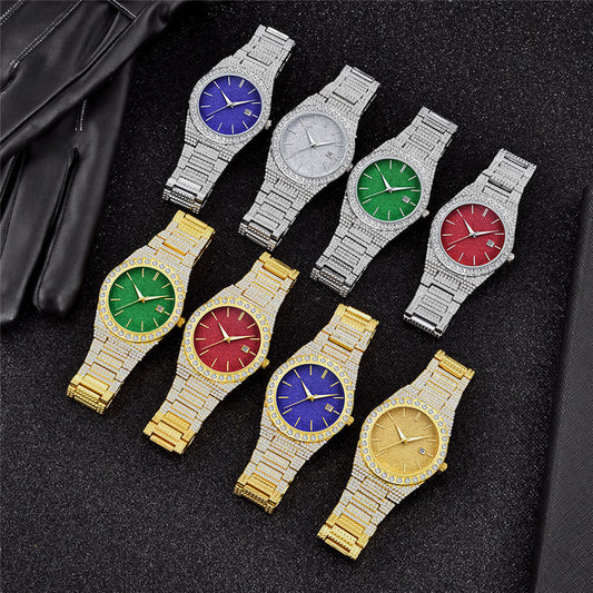 Reloj de Cuarzo para Hombre con Calendario y Diamantes